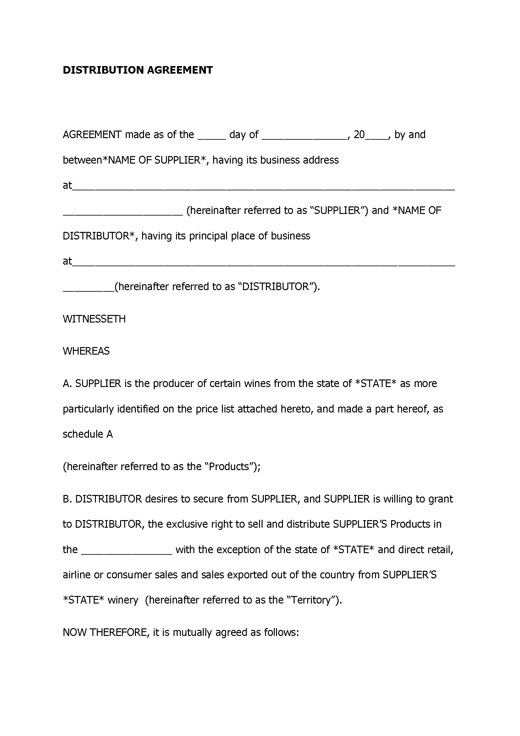 Distribution Agreement